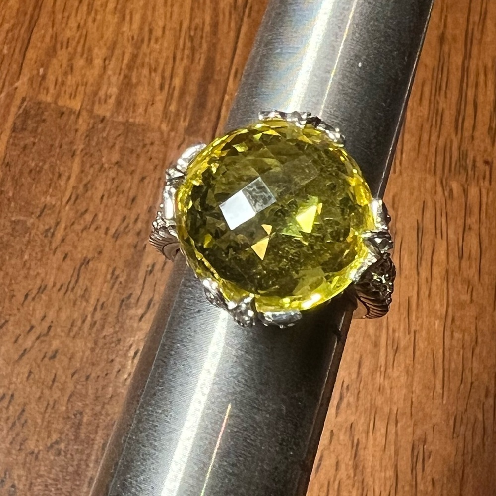 .925 lemon quartz and CZ Judith Ripka ring